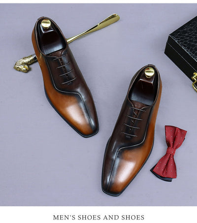 Zapatos Formales de Cuero para Hombre Estilo Británico con Diseño Bicolor - Image 13