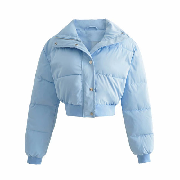 Chaqueta Acolchada Casual de Algodón con Cierre Europeo