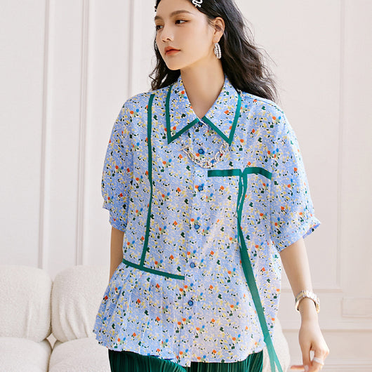 Cardigan Estampado Manga Corta Dulce y Moderno para Mujer - Image 3