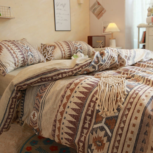 Juego de Cama Bohemio Marrón con Patrón Geométrico - Image 6