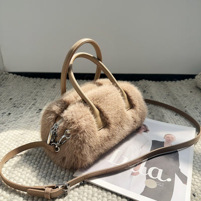 Bolsa Tote Vintage con Detalles de Peluche Ecológico - Image 7