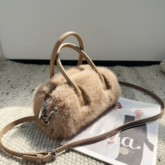 Bolsa Tote Vintage con Detalles de Peluche Ecológico - Image 7