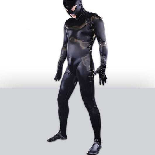 Traje Integral de Cuero PU Brillante para Hombre - Estilo Europeo y Americano