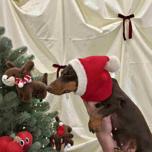 Gorro Cálido de Peluche con Forma de Perro Salchicha para Navidad - Image 3