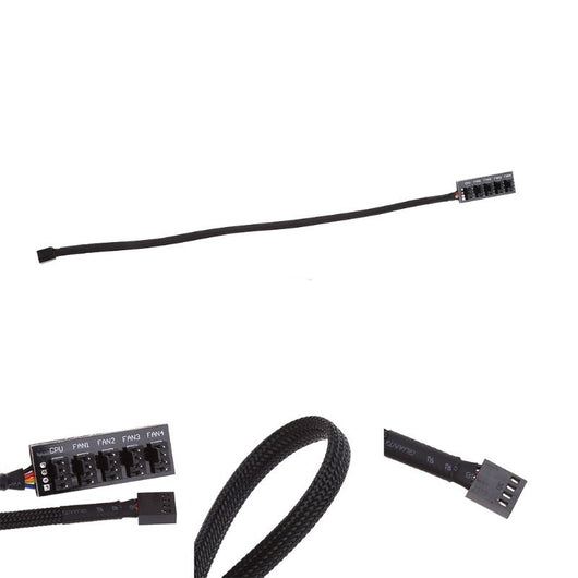 Cable Divisor Splitter PWM de 1 a 5 para Ventiladores de PC (4 Pines, Mallado) - Image 4