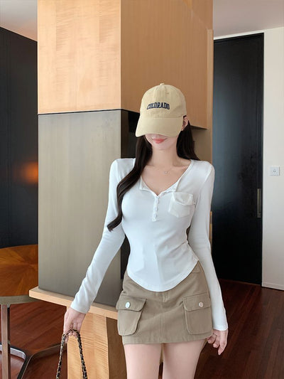 Blusa Larga Elegante Ajustada con Botones para Mujer - Image 30