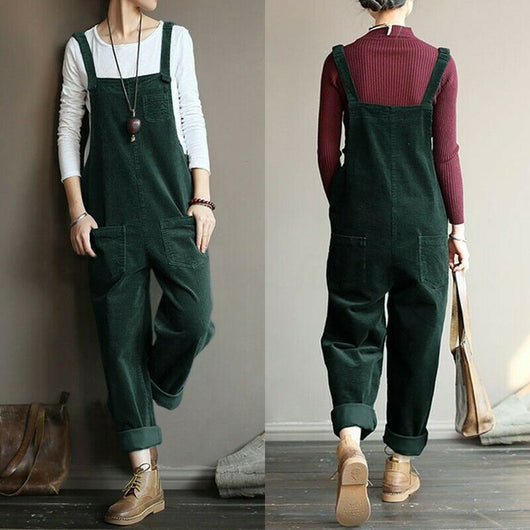 Pantalón Peto de Pana Liso para Mujer - Estilo Casual Versátil - Image 2