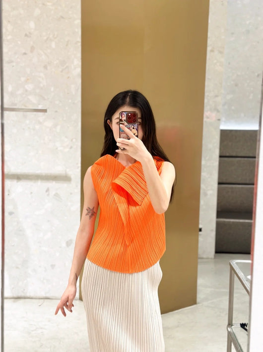 Blusa Plisada sin Mangas Cuello V - Cómoda y Versátil - Image 27