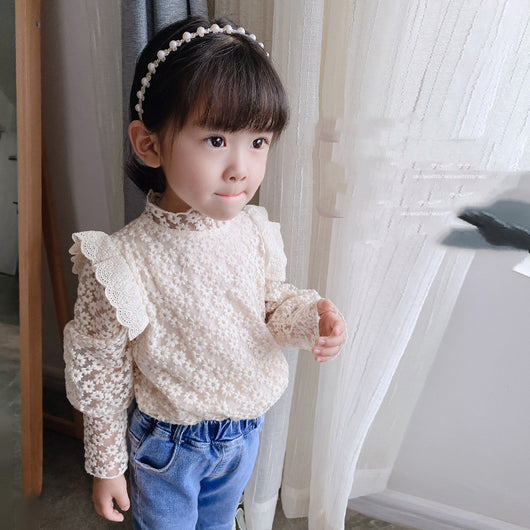 Blusa Infantil Estilo Vaquero con Encaje - Prendas Versátiles para Niña - Image 2