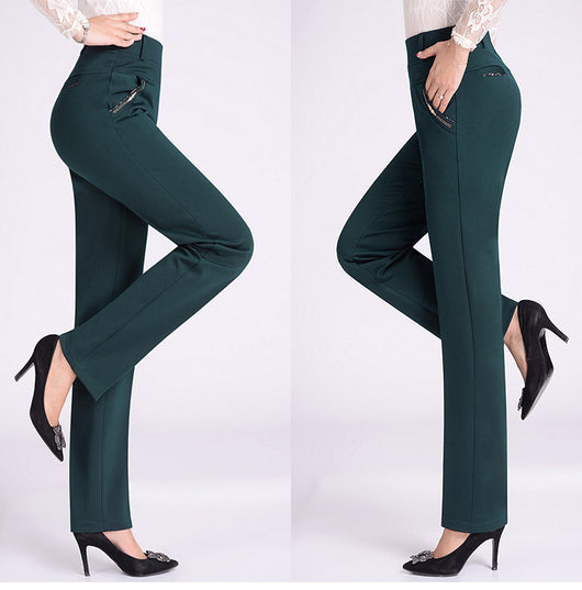 Pantalones Rectos Elásticos de Cintura Alta para Tallas Grandes - Image 16