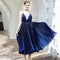 Vestido de Noche Escote en V Profundo con Halter