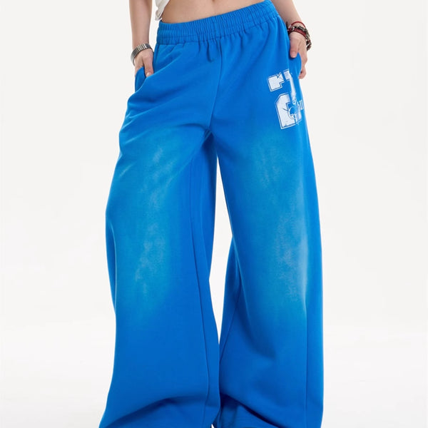 Pantalones Jogger Holgados con Letras Desgastadas y Cordón Ajustable