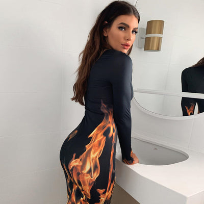 Mono Largo Estampado Flamas para Mujer - Diseño Moderno y Versátil - Image 9