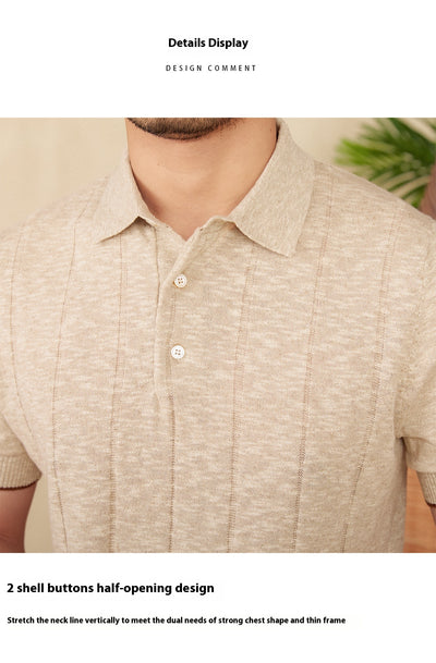Polo Tejido Hombre Mezcla Lino Algodón con Solapa - Image 11
