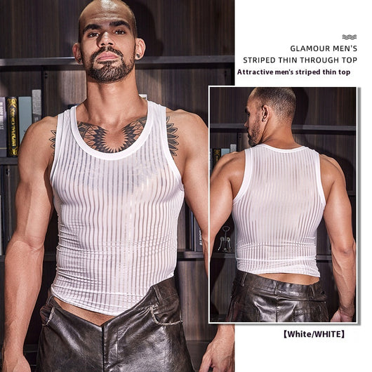 Chaleco Deportivo Hombre Rayas Transparente Elástico Respirable - Image 7