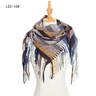 Pañuelo Cuadrado Rayado con Flecos para Mujer y Hombre - Image 31