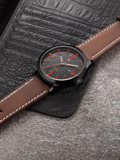 Reloj de Cuarzo para Hombre con Correa de Cuero, Esfera Grande y Calendario - Image 15