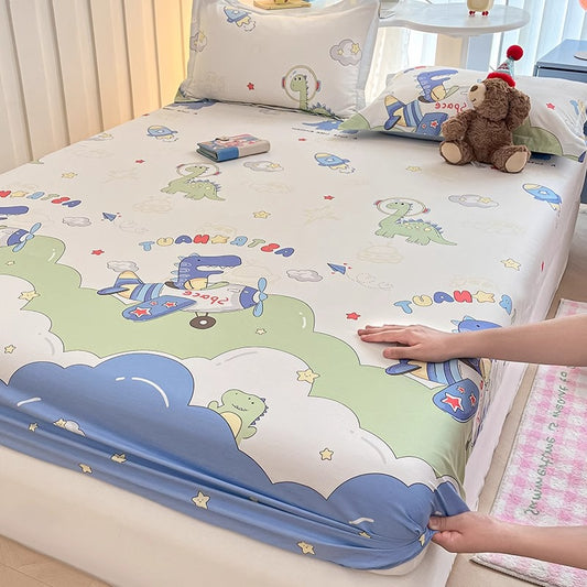 Sábana Ajustable Infantil de Algodón Puro con Diseño Cartoon