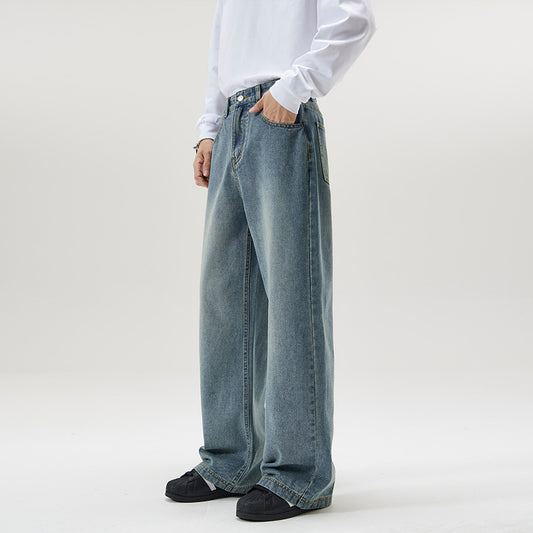 Pantalones Vaqueros Holgados Lavados Estilo Americano para Hombre