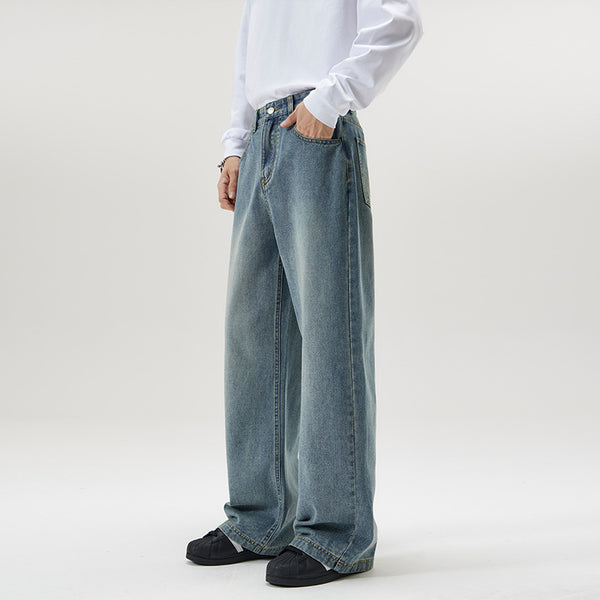 Pantalones Vaqueros Holgados Lavados Estilo Americano para Hombre