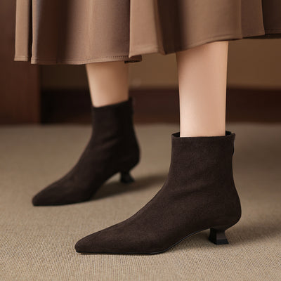 Botas Tobilleras de Gamuza Ante con Punta Fina para Mujer - Image 8
