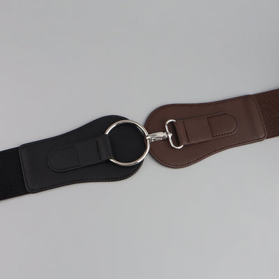 Cinturón Elástico PU Otoño Invierno para Mujer - Café y Negro Elegante - Image 24