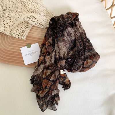 Pañuelo Vintage de Algodón y Lino con Flores Retro para Mujer - Image 17
