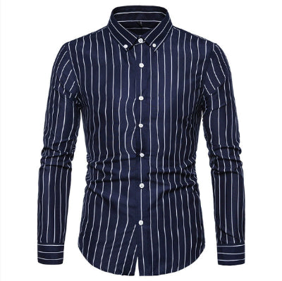 Camisa Estampada Digital a Rayas con Cuello Solapa - Manga Larga para Hombre - Image 15