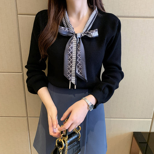 Suéter Fino Tejido Estilo Occidental para Mujer - Blusa Básica de Manga Larga
