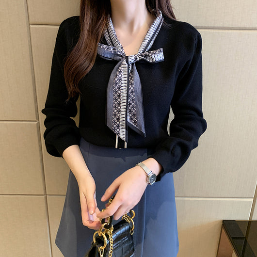 Suéter Fino Tejido Estilo Occidental para Mujer - Blusa Básica de Manga Larga