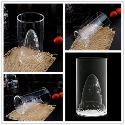 Vaso de Vidrio Doble Capa con Diseño Tiburón - Ideal para Vino, Café y Bebidas - Image 2