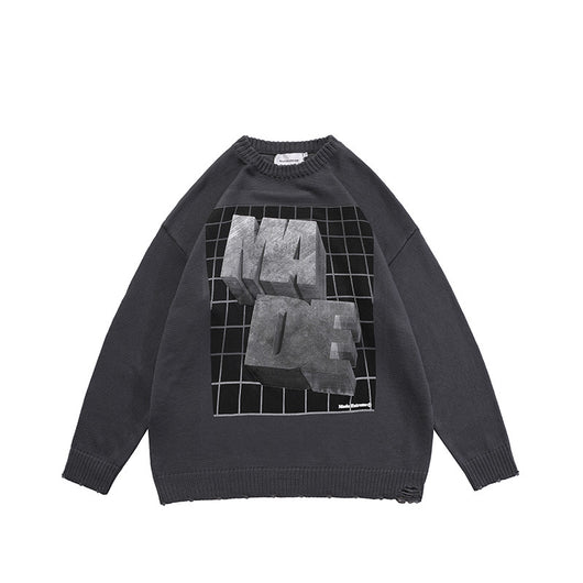 Suéter Holgado Unisex con Letras en Relieve Jacquard - Image 10