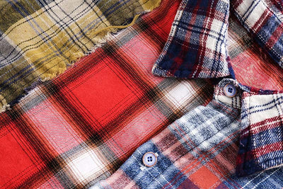 Camisa de Manga Larga Cuadros Mosaico Multicolor con Flecos para Hombre - Image 3