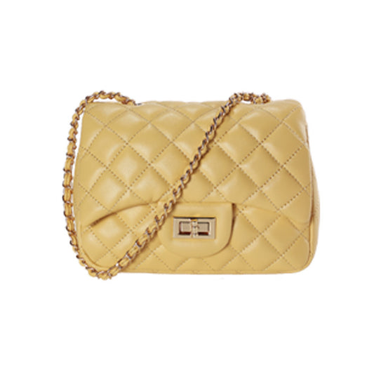 Bolso Bandolera de Cuero Suave con Cadena Rombo