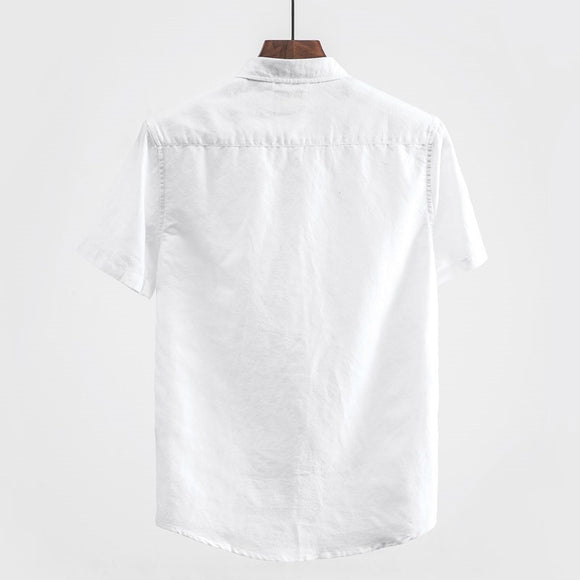 Camisa Casual de Lino con Cuello Cuadrado - Manga Corta Verano