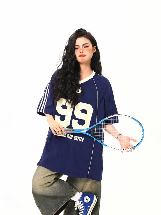 Playera Deportiva Retro Cuello V Manga Corta - Image 7