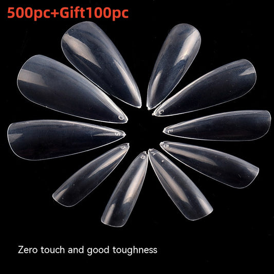 Uñas Postizas Transparentes Puntiagudas Europeas - Adhesivos Ultrafinos Apricot - Image 2