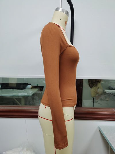 Blusa Pullover Básica de Algodón para Mujer - Colores Sólidos - Image 15