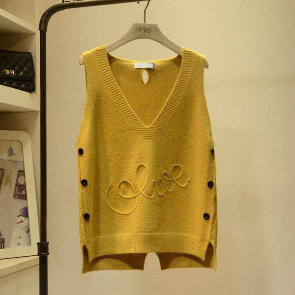 Chaleco de Punto Suelto para Mujer Talla Grande con Botones
