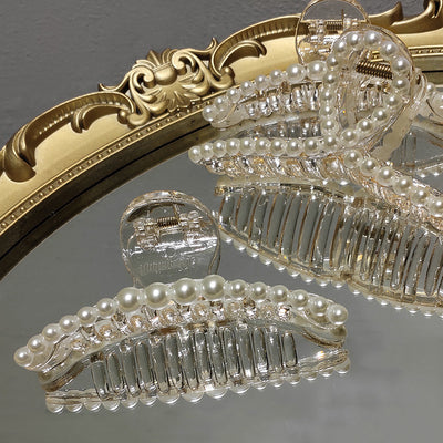 Pinza para Cabello Perla Transparente Suave Cruzada Grande - Image 12