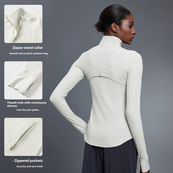 Chaqueta Deportiva Impermeable con Cuello Alto para Yoga y Running