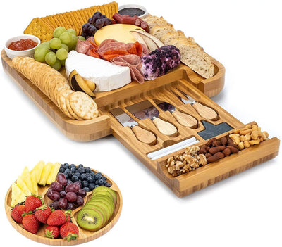 Tabla de Quesos de Bambú con Juego de 4 Cuchillos de Acero Inoxidable - Image 6