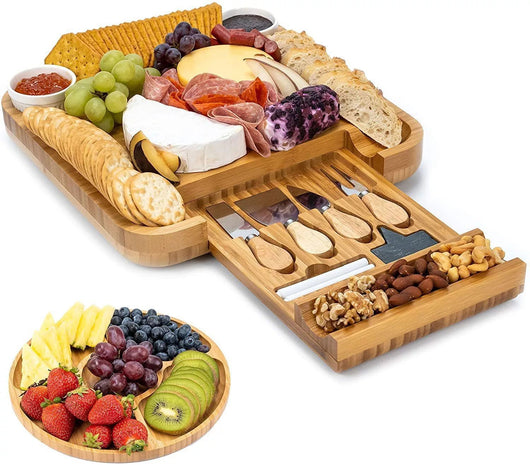 Tabla de Quesos de Bambú con Juego de 4 Cuchillos de Acero Inoxidable - Image 6