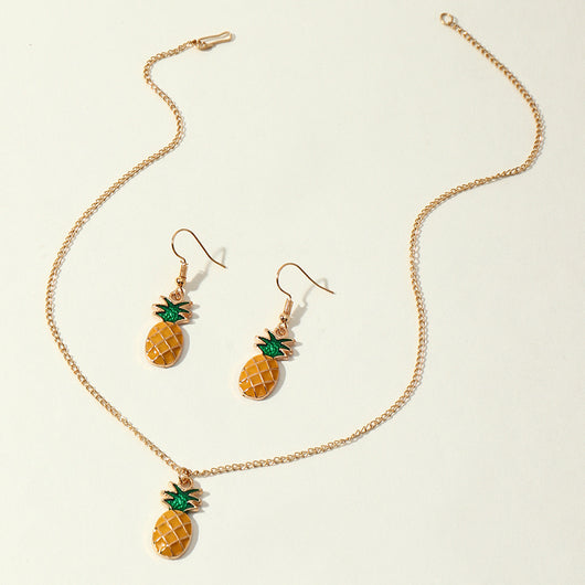 Conjunto de Aretes y Collar con Estrella de Cinco Puntas y Piña - Diseño Moderno - Image 15