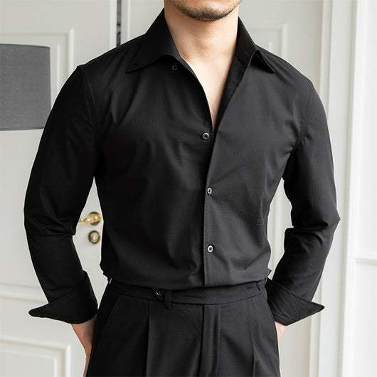 Camisa Casual Slim Fit a Cuadros Oscuros sin Planchado - Image 2