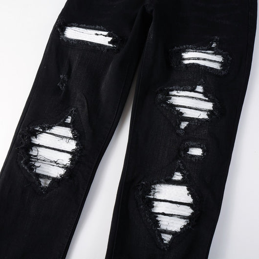 Jeans Rotos de Pana con Parches Estilo Urbano para Hombre - Image 10