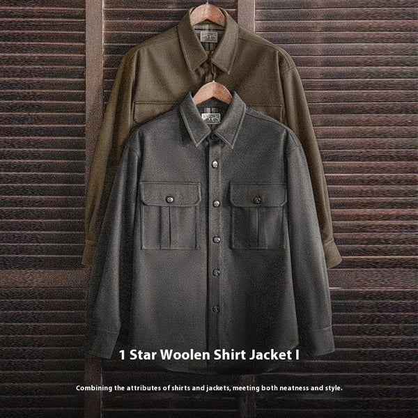 Chaqueta Camisa de Lana Estilo Retro Americano para Hombre