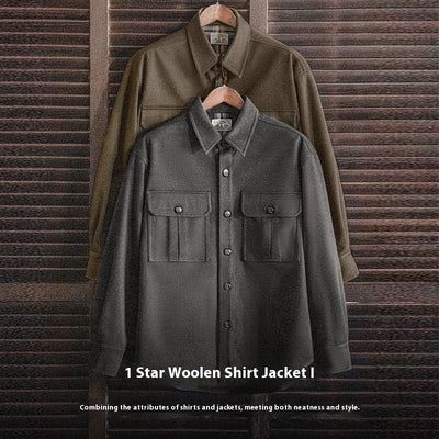 Chaqueta Camisa de Lana Estilo Retro Americano para Hombre