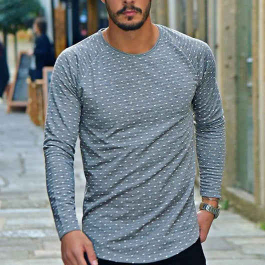 Camiseta Manga Larga Cuello Redondo con Lunares para Hombre - Image 12