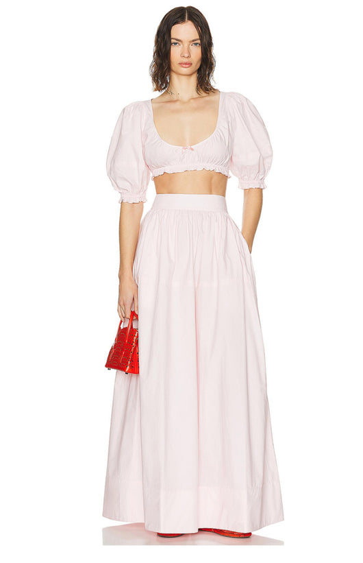 Conjunto Crop Top con Mangas Abullonadas y Falda Cintura Alta - Image 11